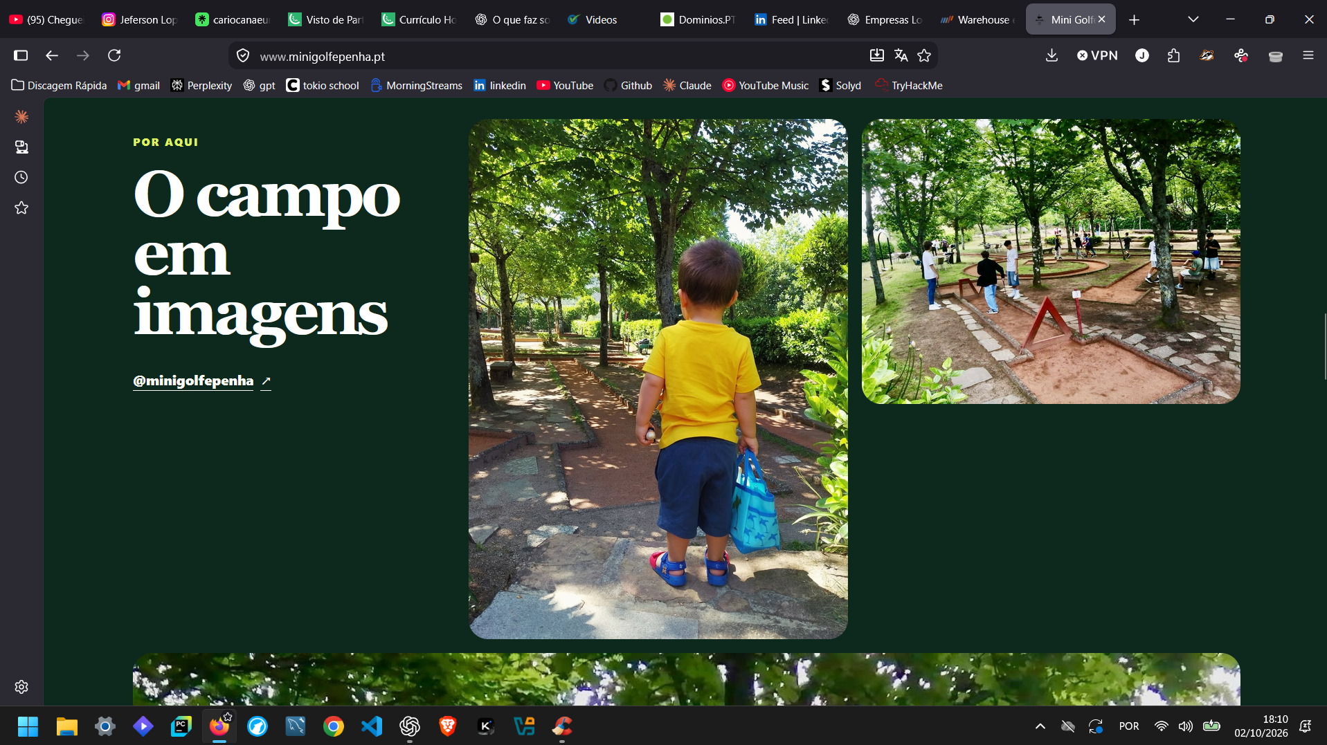 Galeria de imagens do website Mini Golfe Penha